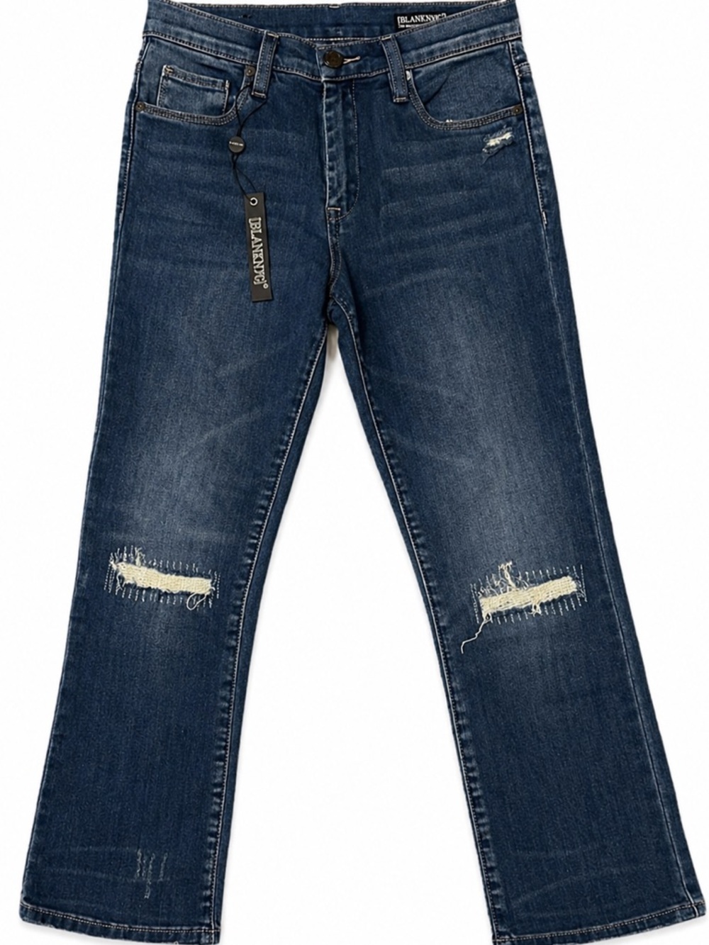 BlankNYC Distressed Micro Straight Leg Cropped Jeans Happy Dust Wash Y2K Size 26